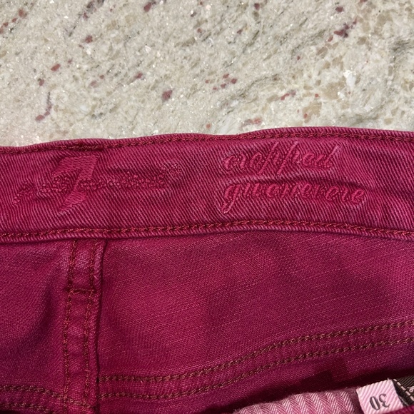 7 for All Mankind Women's Cropped Denim Jeans Skinny Midrise Maroon - Picture 6 of 11